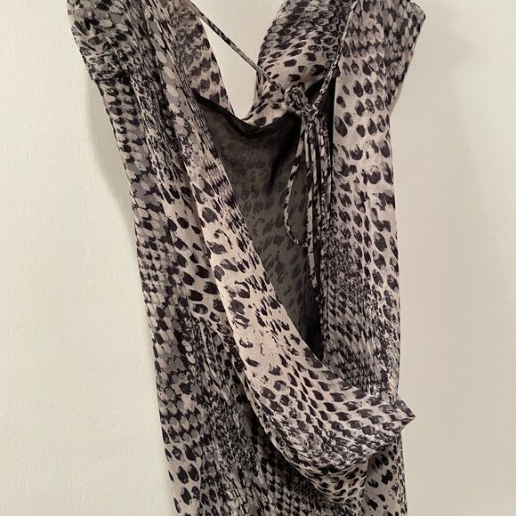 ZARA Sleeveless Cowl Neck Snakeskin Print Slip Maxi Dress Multicolor Small - Picture 9 of 15